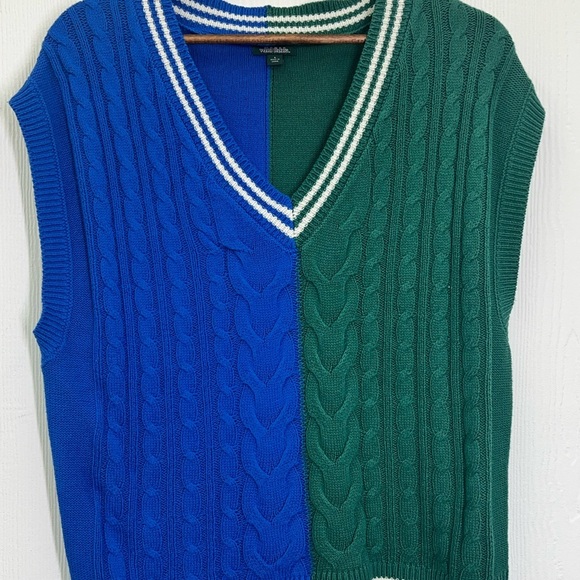 Wild fable - Cable Color-block V Neck Sleeveless Lightweight Sweater Size Small - Picture 8 of 11